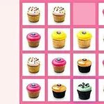 Hình ảnh gồm nhiều bánh cupcake đầy màu sắc được sắp xếp trong lưới 4x4 trên nền hồng