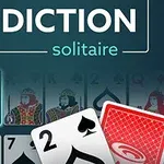 Trò chơi bài với chữ Addiction Solitaire và các lá bài xếp thành hàng cùng hai lá bài phía trước