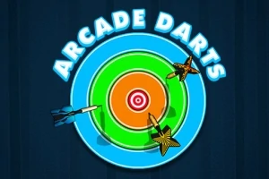 Bảng phi tiêu với ba phi tiêu cắm, cùng dòng chữ Arcade Darts phía trên