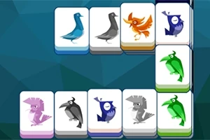 Các quân cờ với hình ảnh các loài chim màu sắc khác nhau trên nền màu xanh