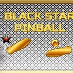 Hình ảnh có dòng chữ BLACK STAR PINBALL trên nền hoa văn xám, với hai tay bạt màu vàng và một quả bóng màu vàng