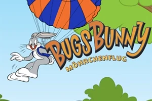 Rabbit Bug Bunny was carried away by parachuting and quite often now jumps from an airplane
