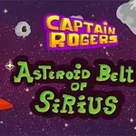 Một phi thuyền hoạt hình bay trong không gian với các tiểu hành tinh xung quanh và chữ Captain Rogers: Asteroid Belt of Sirius nổi bật