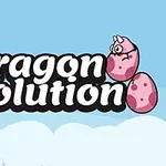 Hình ảnh có nền xanh với chữ Dragon Evolution ở giữa, kèm theo hai con rồng nhỏ màu hồng bên cạnh quả trứng