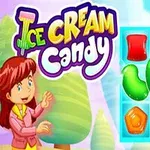 Một cô gái đứng cạnh bảng gồm các viên kẹo nhiều màu sắc trên nền màu sáng
