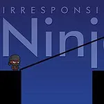 Một nhân vật ninja nhỏ đang đứng trên cột bên trái, đặt một cây gậy dài sang cột bên phải trên nền màu xanh đậm, phía sau có chữ Irresponsible Ninja