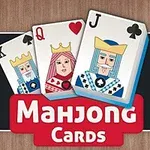 Ba lá bài Vua, Hậu và Jack được đặt trên nền gỗ với dòng chữ Mahjong Cards
