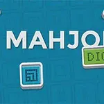 Chữ MAHJONG DIGITAL trên nền màu xanh với các ô vuông nhỏ nhiều màu sắc xung quanh