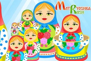 Hình ảnh các búp bê Matryoshka đầy màu sắc với khuôn mặt tươi cười và trang phục truyền thống