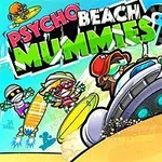 Hình ảnh một nhóm nhân vật hoạt hình vui nhộn ở bãi biển với bảng tên Psycho Beach Mummies phía trên