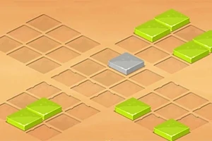 Hình ảnh hiển thị một lưới ô vuông màu be với các khối vuông màu xanh lá cây và xám nằm rải rác trên nền