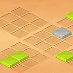 Hình ảnh hiển thị một lưới ô vuông màu be với các khối vuông màu xanh lá cây và xám nằm rải rác trên nền