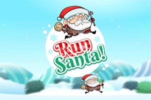 Hình ảnh ông già Noel chạy trong khung cảnh tuyết, với chữ Run Santa!