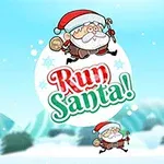Hình ảnh ông già Noel chạy trong khung cảnh tuyết, với chữ Run Santa!