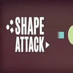 Chữ SHAPE ATTACK trên nền tối với các hình học như hình vuông xanh, hình bầu dục xanh nhạt, hình tam giác cam, và hình lục giác hồng