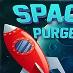 Tên Space Purge với hình ảnh phi thuyền không gian màu đỏ trên nền vũ trụ với hai hành tinh mờ