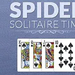 Hình ảnh có chữ SPIDER SOLITAIRE TIME phía trên và bốn lá bài gồm K, Q, J, 10 chất bích xếp cạnh nhau
