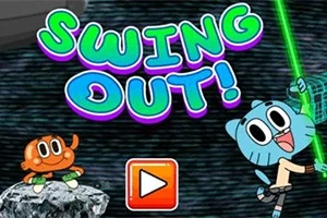 Hai nhân vật hoạt hình vui nhộn với dòng chữ Swing Out!