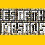 Văn bản lớn TILES OF THE SIMPSONS trên nền các ô hình vuông nhỏ với đường viền vàng