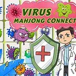 Bác sĩ hoạt hình trẻ tuổi đứng trước tấm khiên với dấu chữ thập, xung quanh là các hình vẽ virus màu sắc sặc sỡ